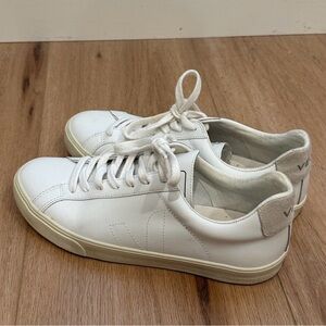 Veja Esplar Leather White and Cream Lace-Up Sneakers